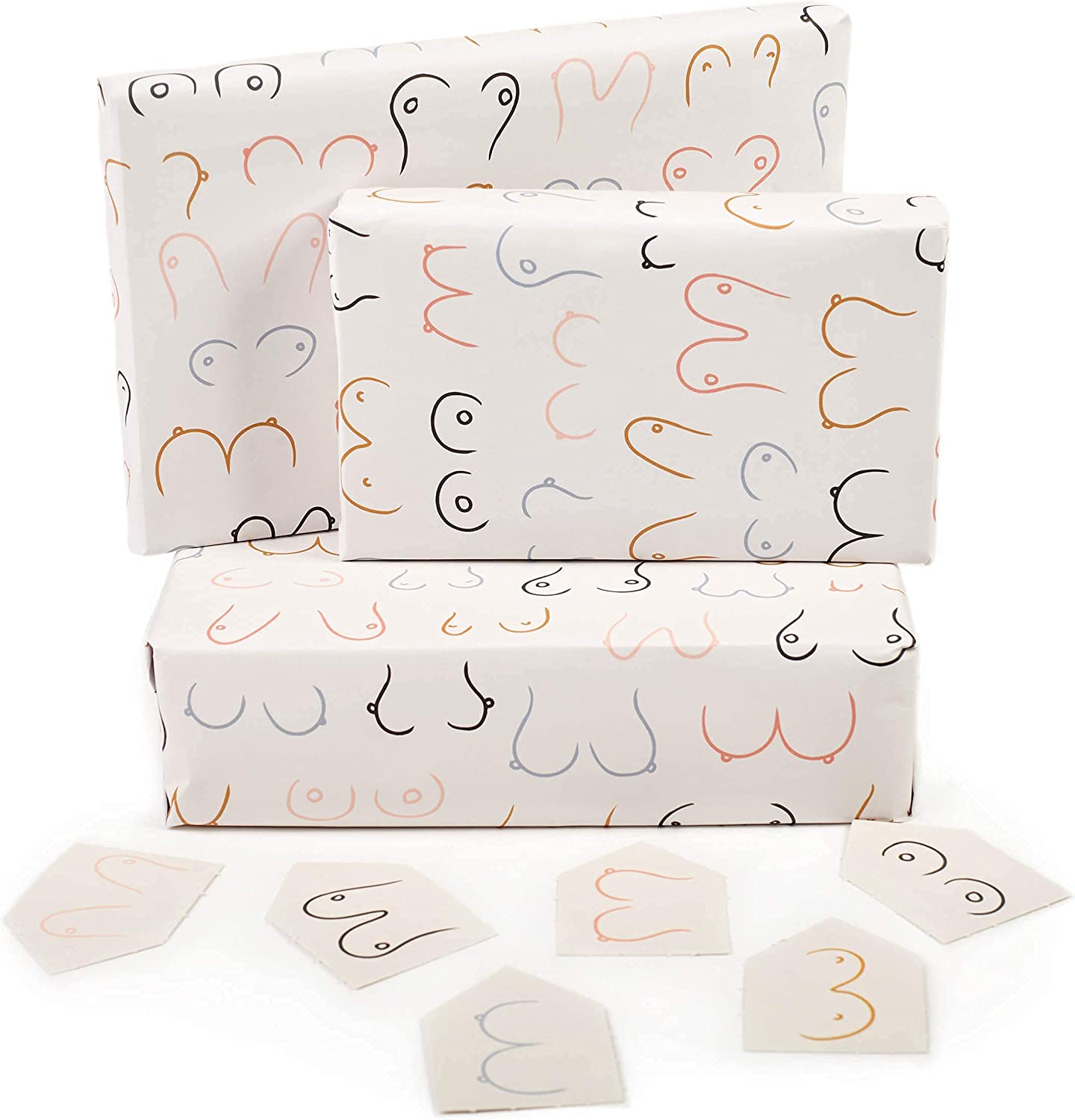 Central 23 Bridal Shower Wrapping Paper - Birthday 6 Count (Pack of 1), Doodle Boobs